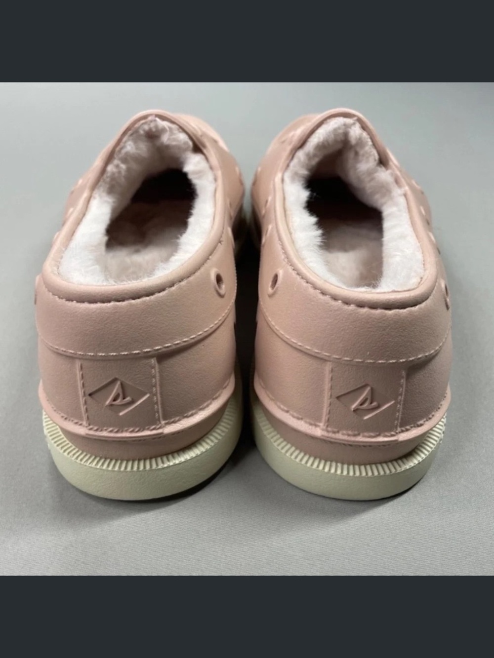 NEW Sperry Shoes Womens 9 blush pink faux fur float boat rubber slipper casual - Picture 5 of 10